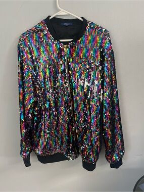 RESA Multicolor Sequin Bomber Jacket